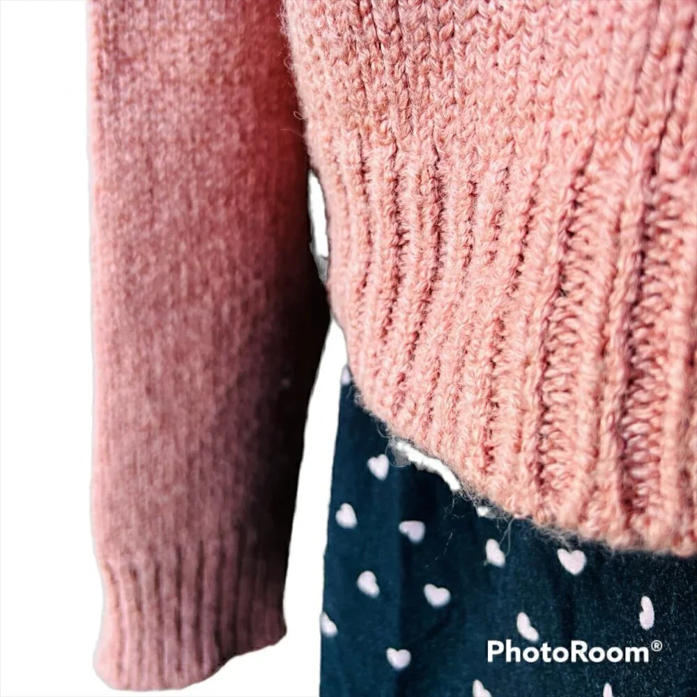 Pink Ruffle Crop Knit Sweater Women’s Size XL Cottagecore - Picture 11 of 12